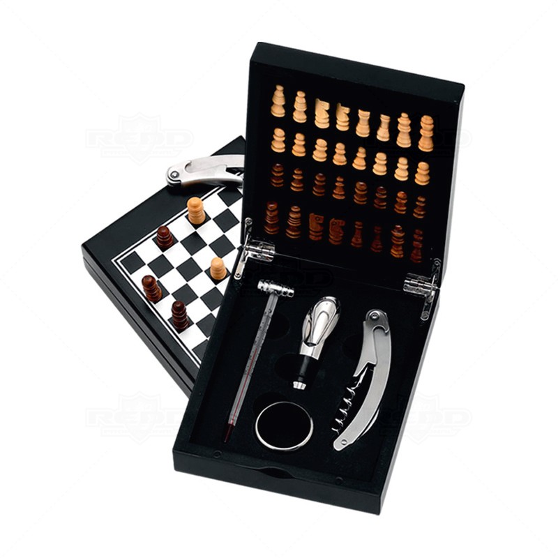Kit Vinho com Jogo de Xadrez para Brindes