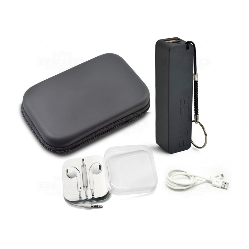 Kit Customizado com Power Bank e Fone de Ouvido