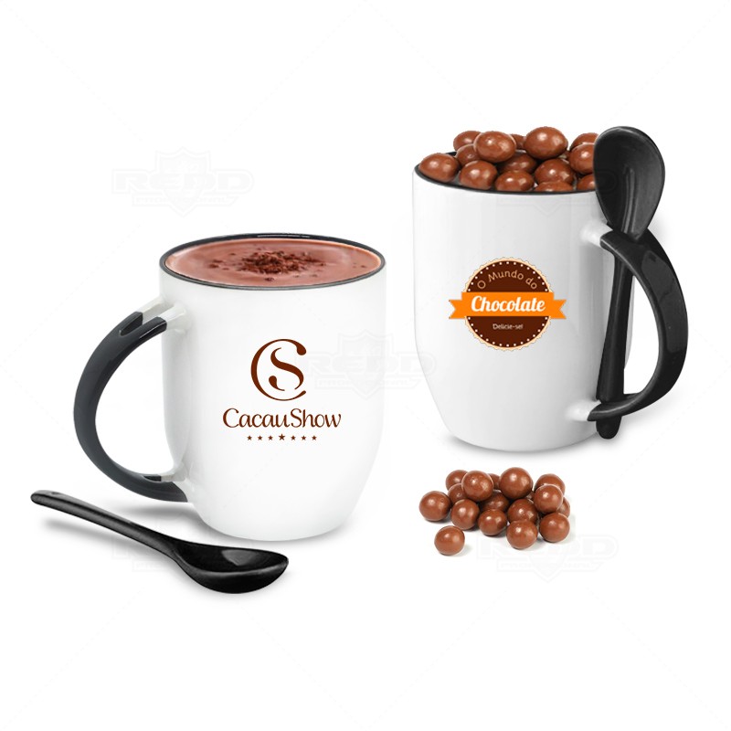 Caneca de Porcelana com Colher Personalizada