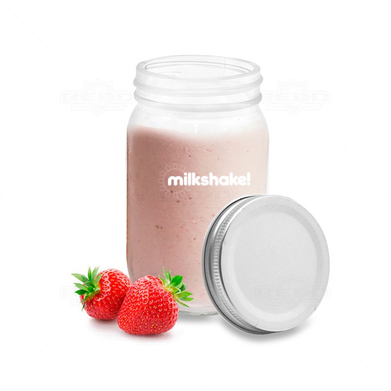 Copo de Vidro com Tampa de 400ml Personalizado