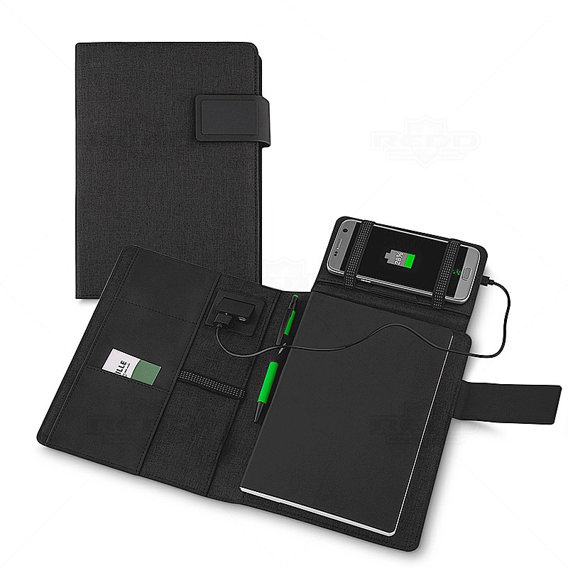 Caderno com Carregador Wireless 4000mAh Personalizado